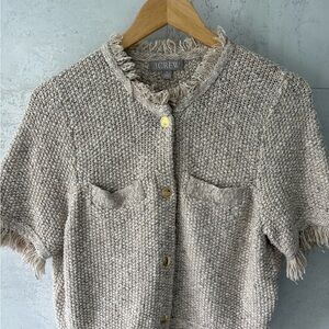 J. Crew Gray Cardigan Sweater with Textured Knit